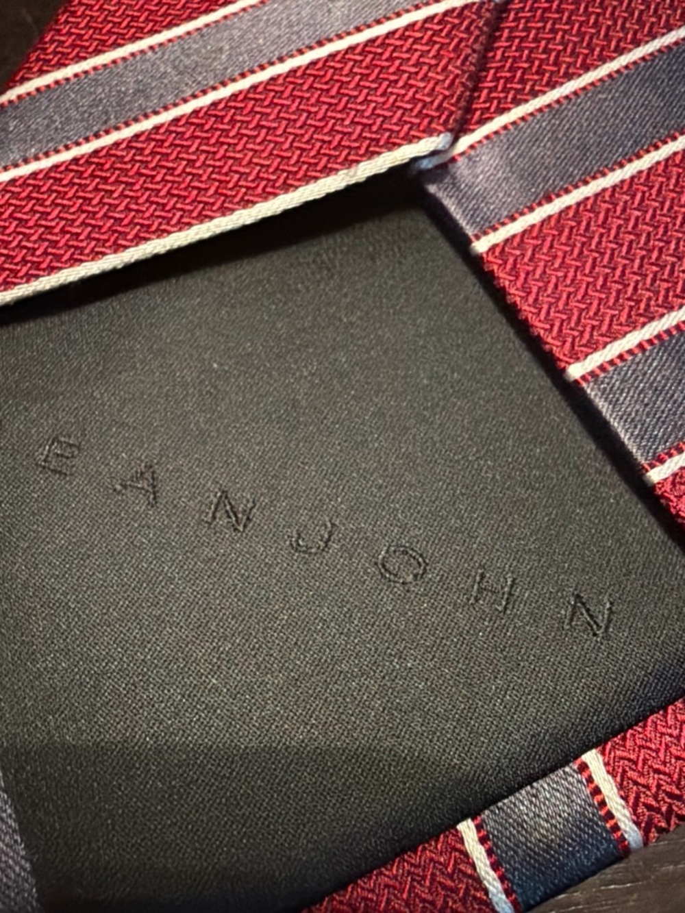 Sean John Red and Blue Diagonal Stripe Silk Tie